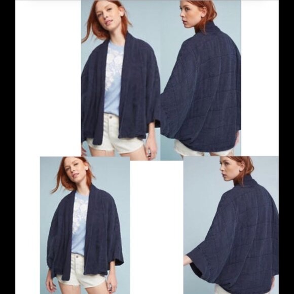 Anthropologie Saturday Sunday Quilted Kimono Navy - Picture 1 of 4